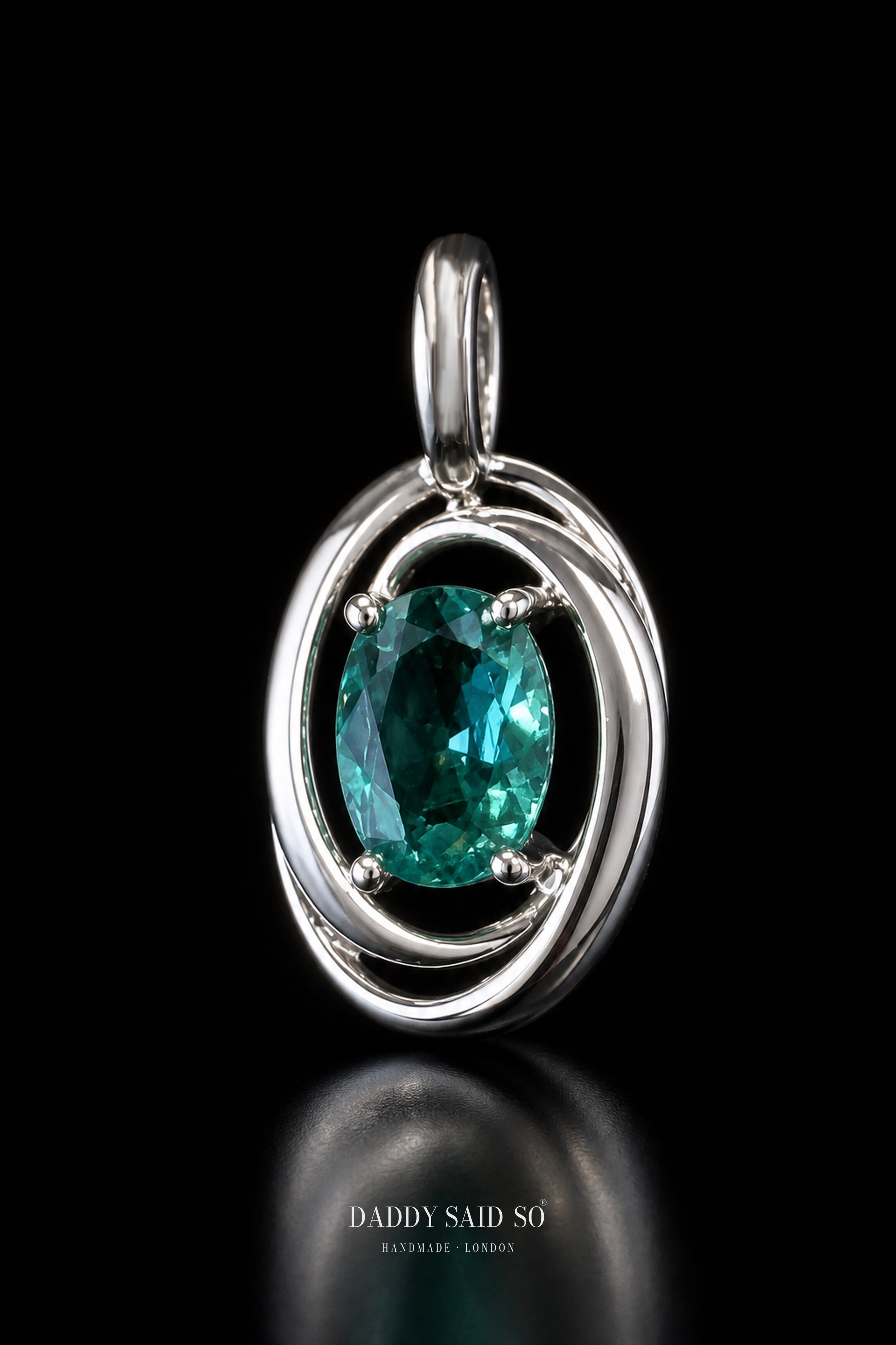Silver Lariat Chain with Teal Pendant