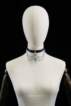 Snake skin Black Choker with Leash