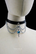 Snake skin Black Choker with Leash