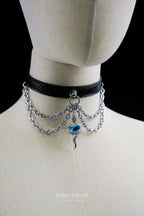 Snake skin Black Choker with Leash
