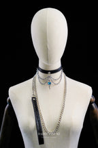 Snake skin Black Choker with Leash