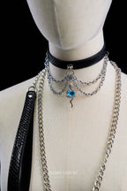 Snake skin Black Choker with Leash