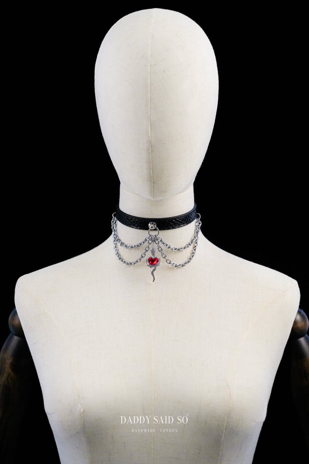 Snake skin Black Choker with Leash