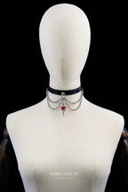 Snake skin Black Choker with Leash