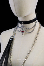 Snake skin Black Choker with Leash